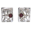 Glasgow Girls Art Nouveau Square Motif Amethyst Sterling Silver Stud Earrings