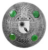 Brady Irish Coat Of Arms Celtic Round Green Stones Silver Plaid Brooch