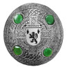 Brennan Irish Coat Of Arms Celtic Round Green Stones Pewter Plaid Brooch