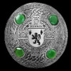 Brennan Irish Coat Of Arms Celtic Round Green Stones Silver Plaid Brooch