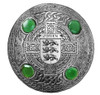 OBrien Irish Coat Of Arms Celtic Round Green Stones Pewter Plaid Brooch