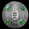 OBrien Irish Coat Of Arms Celtic Round Green Stones Silver Plaid Brooch