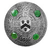 Buckley Irish Coat Of Arms Celtic Round Green Stones Silver Plaid Brooch
