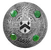 OByrne Irish Coat Of Arms Celtic Round Green Stones Silver Plaid Brooch
