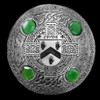 OByrne Irish Coat Of Arms Celtic Round Green Stones Silver Plaid Brooch