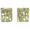 Glasgow Girls Art Nouveau Square Motif Citrine 9K Yellow Gold Stud Earrings
