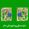 Glasgow Girls Art Nouveau Square Motif Labradorite 9K Yellow Gold Stud Earrings