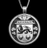 Kavanagh Irish Coat Of Arms Claddagh Round Silver Family Crest Pendant