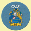 Cox Coat of Arms Cork Round English Family Name Coasters Set of 10