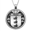 Healy Irish Coat Of Arms Claddagh Round Pewter Family Crest Pendant