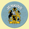 Jenkins Coat of Arms Cork Round English Family Name Coasters Set of 10