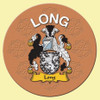 Long Coat of Arms Cork Round English Family Name Coasters Set of 10