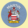 Martin Coat of Arms Cork Round English Family Name Coasters Set of 10