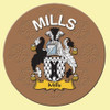 Mills Coat of Arms Cork Round English Family Name Coasters Set of 10