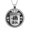 OLeary Irish Coat Of Arms Claddagh Round Pewter Family Crest Pendant