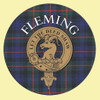 Fleming Clan Crest Tartan Cork Round Clan Badge Coasters Set of 10