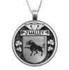 OMalley Irish Coat Of Arms Claddagh Round Silver Family Crest Pendant