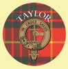 Taylor Clan Crest Tartan Cork Round Clan Badge Coasters Set of 10