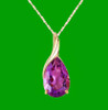 Purple Amethyst Pear Drop Accent 14K Yellow Gold Pendant
