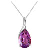 Purple Amethyst Pear Drop Accent 14K White Gold Pendant