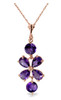 Purple Amethyst Flower Drop 14K Rose Gold Pendant