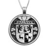 Sullivan Irish Coat Of Arms Claddagh Round Silver Family Crest Pendant