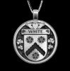 White Irish Coat Of Arms Claddagh Round Silver Family Crest Pendant
