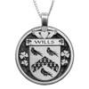 Wills Irish Coat Of Arms Claddagh Round Pewter Family Crest Pendant