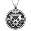 Connolly Irish Coat Of Arms Claddagh Round Pewter Family Crest Pendant