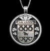 McCann Irish Coat Of Arms Claddagh Round Silver Family Crest Pendant