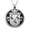 Ahearn Irish Coat Of Arms Claddagh Round Silver Family Crest Pendant