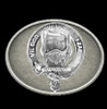 Menzies Clan Badge Oval Antiqued Mens Sterling Silver Belt Buckle
