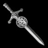 Sweeney Irish Coat Of Arms Claddagh Round Silver Family Crest Large Kilt Pin