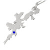 Shetland Isles Map Sapphire Stone Large Sterling Silver Pendant
