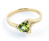 Green Peridot Heart Cut Textured Ladies 14K Yellow Gold Ring 