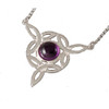Celtic Knotwork Amethyst Trinity Knot Triangular Sterling Silver Pendant