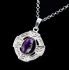 Celtic Cross Amethyst Oval Design Sterling Silver Pendant