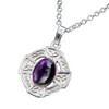 Celtic Cross Amethyst Oval Design Sterling Silver Pendant