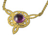 Celtic Knotwork Amethyst Trinity Knot Triangular 9K Yellow Gold Pendant