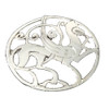 Quendale Beast Design Round Large Sterling Silver Brooch