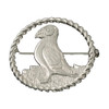 Puffin Bird Design Twisted Round Medium Sterling Silver Brooch