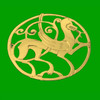 Quendale Beast Design Round Small 9K Yellow Gold Brooch
