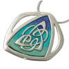 Celtic Fire Enamelled Knotwork Triangular Sterling Silver Pendant