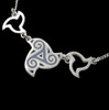 Celtic Fire Enamelled Triskele Knotwork Open Flames Sterling Silver Necklet