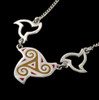 Celtic Fire Enamelled Triskele Knotwork Open Flames Sterling Silver Necklet