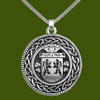 Collins Irish Coat Of Arms Interlace Round Pewter Family Crest Pendant