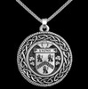 Lyons Irish Coat Of Arms Interlace Round Silver Family Crest Pendant