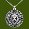 Costello Irish Coat Of Arms Interlace Round Pewter Family Crest Pendant