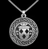 Costello Irish Coat Of Arms Interlace Round Silver Family Crest Pendant