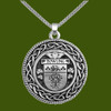 Dowling Irish Coat Of Arms Interlace Round Pewter Family Crest Pendant